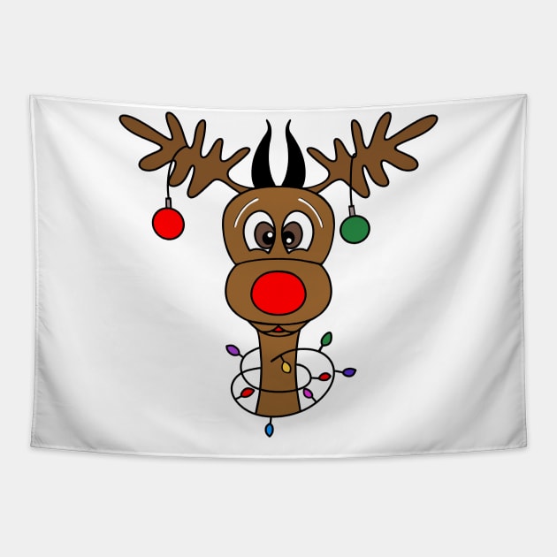 Reindeer Christmas Tree Ornaments Tapestry by SartorisArt1