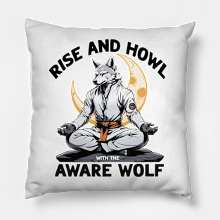 Rise and Howl with the Aware Wolf Pillow