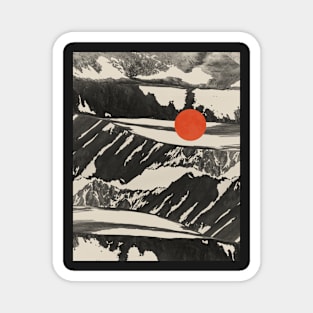 Red moon Minimal landscape 3 Magnet