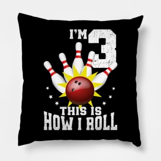 Bowling 3rd Birthday Bday Party Kids 3 years Old Bowler Pillow