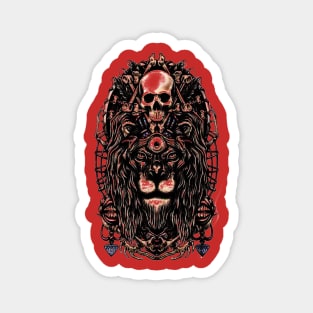 Dark Lion Skull Unique Illustration Magnet