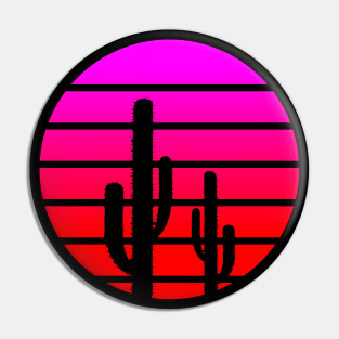 retro cactus sunset Pin