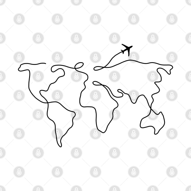 World Map Line Art by NYXFN