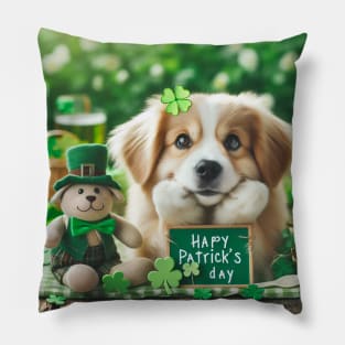 St Patricks Day Cute dog 3 Pillow