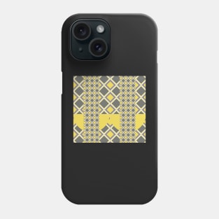 Checkered rhombus pattern in grey and yellow Phone Case