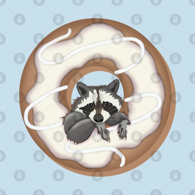 Cute raccoon and Yummy donut with white glaze by KateQR