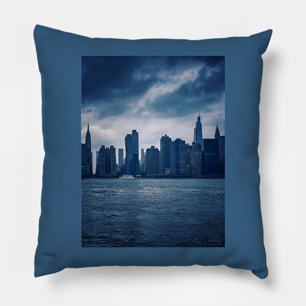 Manhattan Skyline New York City Pillow by eleonoraingrid