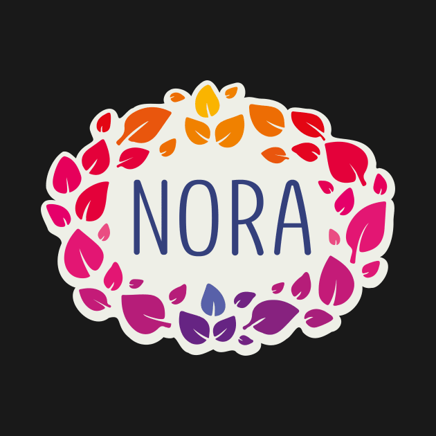 Nora name with colorful leaves by WildMeART