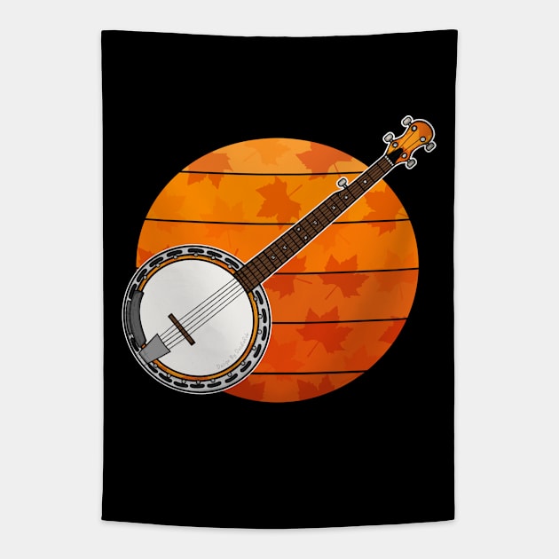 Fall Banjo Banjoist Autumn Thanksgiving Tapestry by doodlerob