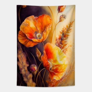 Beautiful poppies watercolor Tapestry