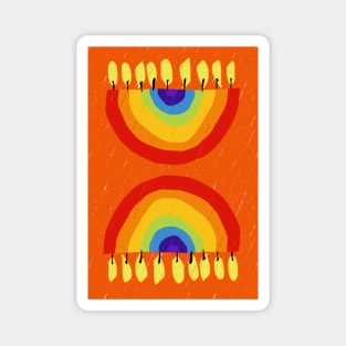 Rainbow Chanukiah Orange Print Magnet