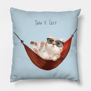 Take It Easy Kitten Pillow