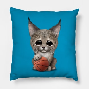 Lynx Cub Playing With Basketball Pillow