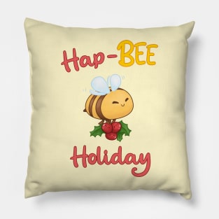 Hap Bee Holiday Cute Bee Carrying Christmas Berry Pillow