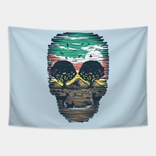 Skull Nature Background Tapestry