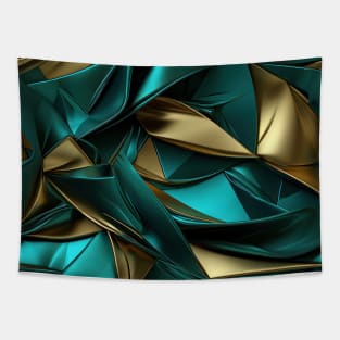 Funky Facade: Trompe-l’oeil Green Turquoise and Gold Tapestry