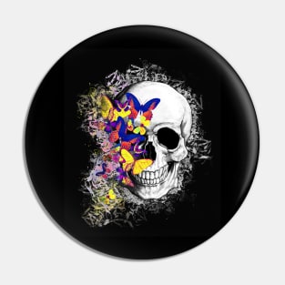Tribe Skull With Butterflies Pin