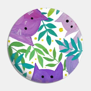 Cats and branches - purple and green Pin