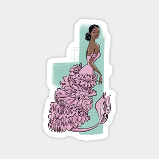 afro american mermaid in rose fashion Magnet