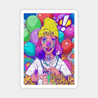 Colorful blind folded joker with many ballons illustration Magnet