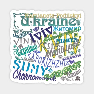 Many names of Ukrainian cities Magnet