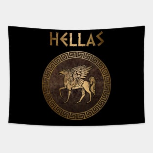 Hellas Ancient Greece Pegasus Symbol Tapestry