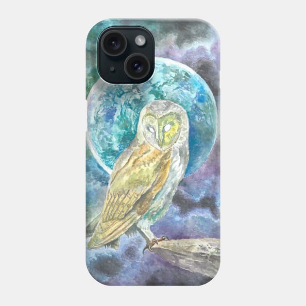 Owl and Moon Phone Case by Laz