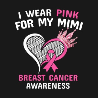 I Wear Pink For My Mimi Heart Ribbon Cancer Awareness T-Shirt