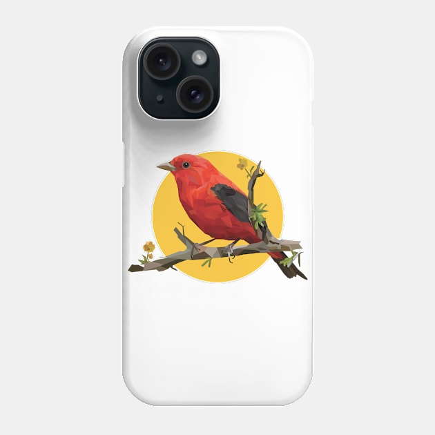 Red Scarlet. Bird. Geometric. Lowpoly. Arts. Illustration. Digital Art. Phone Case by Houseofyhodie