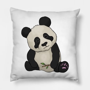 Cute Panda hand drawn sad face bamboo Pillow