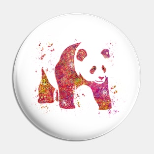 Panda Bear Animal Wild Forest Jungle China Bamboo Nature Asia World Earth Watercolor Pin