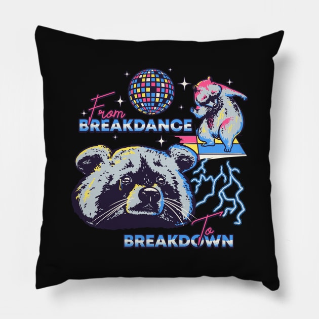 Raccoon MEME | From Breakdance to Breakdown Pillow by anycolordesigns