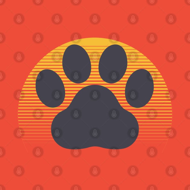 Retro Vintage Sunset Cute Dog Paw Print by ChristianShirtsStudios