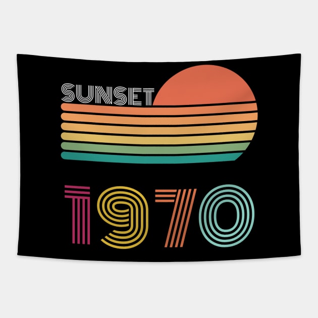 Sunset Retro Vintage 1970 Tapestry by Happysphinx