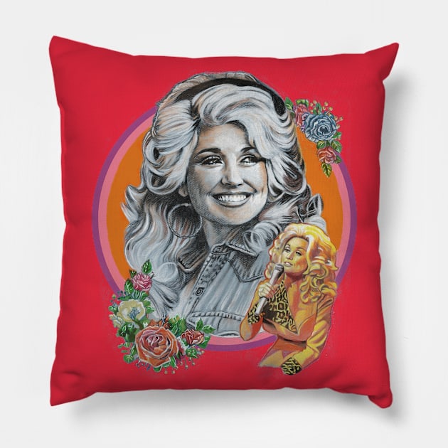 Dolly Parton Art Pillow by Chris Hoffman Art