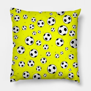 Football / Soccer Ball Seamless Pattern - Yellow Background Pillow