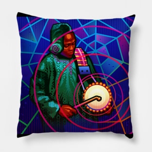 Musician Plays Talking Drum - African Pillow