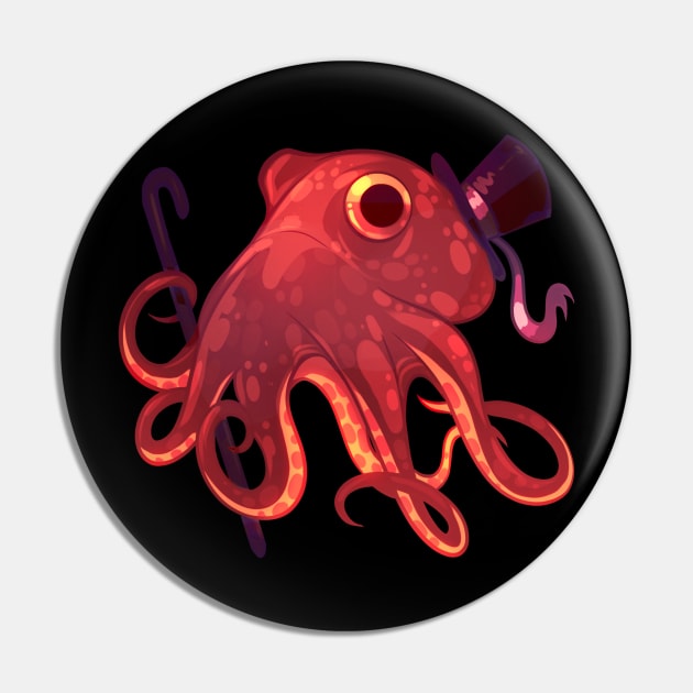 Red Octopus Gentleman Pin by Claire Lin