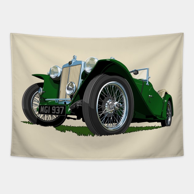 1937 MG Midget in green Tapestry by candcretro