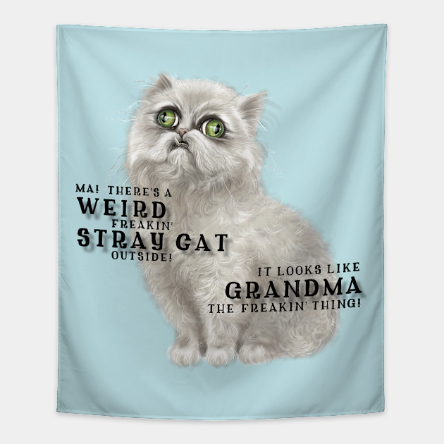Weird Cat Cat Tapestry Teepublic