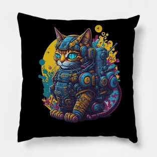 Colorful Robotic Cat Pillow