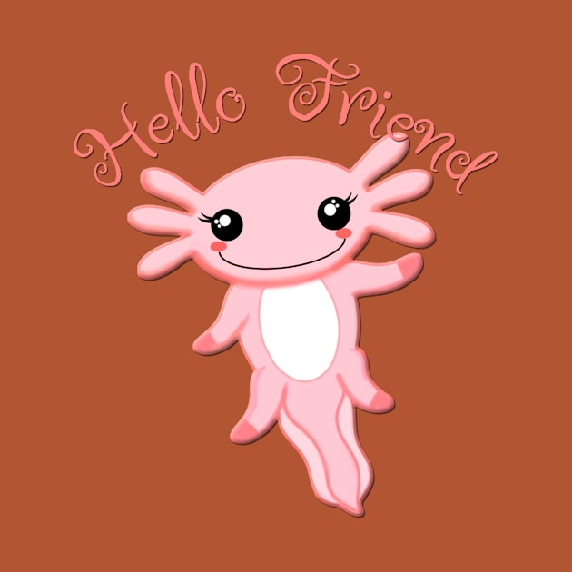 Axolotl Hello Friend by AlondraHanley