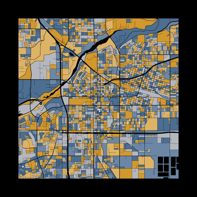 Bakersfield Map Pattern in Blue & Gold by PatternMaps