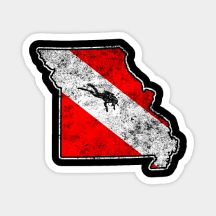 Missouri Dive Flag Scuba Diving State Map Dive Flag Distressed Magnet