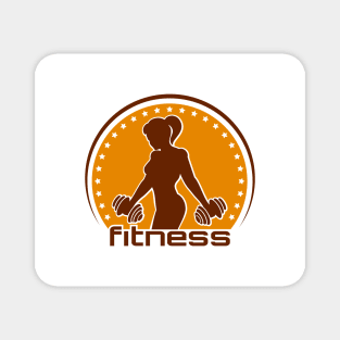 Fitness Emblem with Training Athletic Woman Magnet