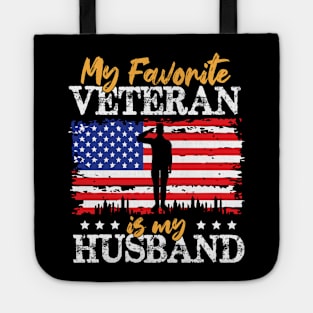 My Favorite Veteran Is My Husband,  Us Marine Veteran, Us Veterans Day Gift Tote