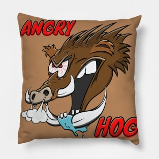 "Angry Hog" Wild Hog Cartoon Boar Funny Animal Pig Head Pillow