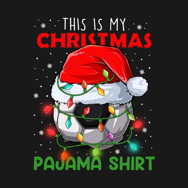 This is my Christmas Pajama shirt Soccer Ball Santa Hat by petemphasis