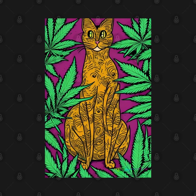 Trippy Cannabis Cats 19 by Benito Del Ray