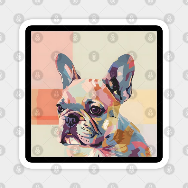 Retro French Bulldog: Pastel Pup Revival Magnet by NatashaCuteShop